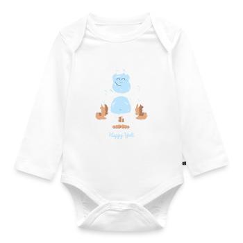 Happy Yeti illustration - Organic Longsleeve Baby Bodysuit - white - Front