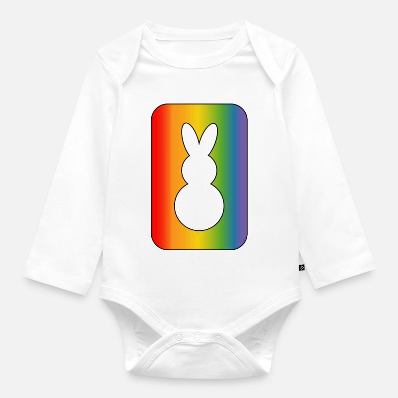Lapin arc-en-ciel - Body Bébé bio manches longues - blanc