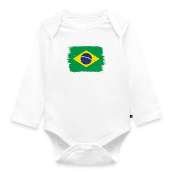 Brésil Drapeau Brésilien Drapeau Amérique du Sud - Body Bébé bio manches longues - blanc - Devant