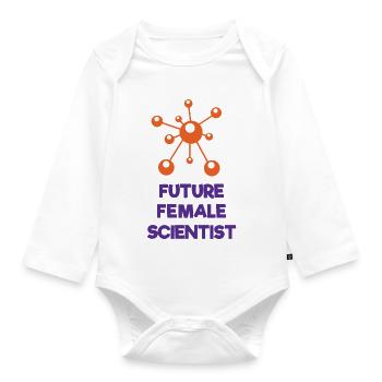 Future Female Scientist - Organic Longsleeve Baby Bodysuit - white - Front