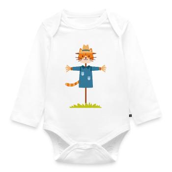 Vogelscheuche Katze - Baby Bio-Langarm-Body - Weiß - Vorne