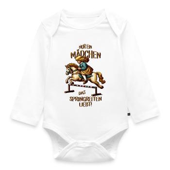 Kinder Springreiten - Baby Bio-Langarm-Body - Weiß - Vorne