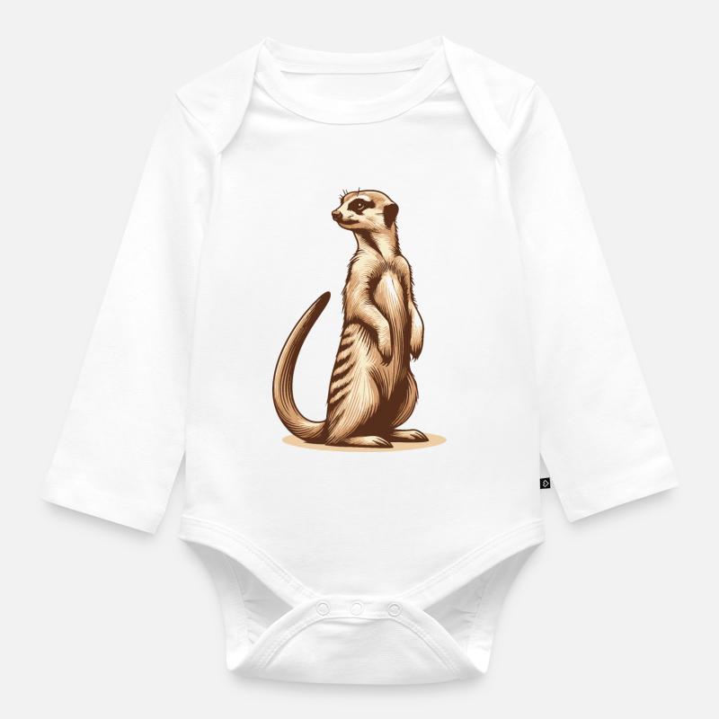 Erdmännchen - Baby Bio-Langarm-Body - Weiß