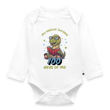 100eme Jour dEcole Idée Cadeau Enfant - Body Bébé bio manches longues - blanc - Devant