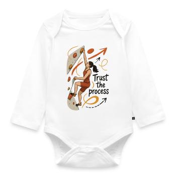 Bouldern Shirt Damen – Vertrau dem Prozess - Baby Bio-Langarm-Body - Weiß - Vorne
