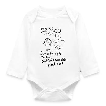 Typisch Norddeutsch Nordisch Platt Moin  - Baby Bio-Langarm-Body - Weiß - Vorne