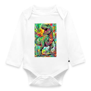 dinosaur - Organic Longsleeve Baby Bodysuit - white - Front