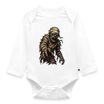 Mumie im Bandagenlook - Baby Bio-Langarm-Body - Weiß - Vorne