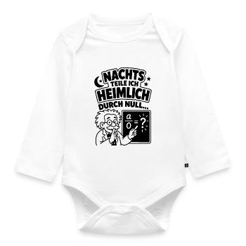Nachts teile ich heimlich durch Null - Baby Bio-Langarm-Body - Weiß - Vorne