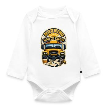 MORNING ROUTE CREW - Baby Bio-Langarm-Body - Weiß - Vorne