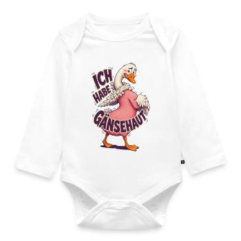 Ich Habe Gänsehaut – Lustige Gans - Baby Bio-Langarm-Body - Weiß - Vorne