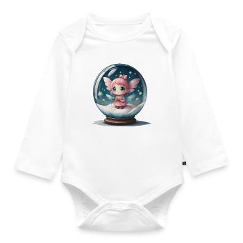 Kleine Weihnachtselfe in einer Schneekugel - Baby Bio-Langarm-Body - Weiß - Vorne