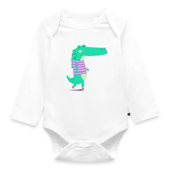 Kleines Krokodil - Baby Bio-Langarm-Body - Weiß - Vorne