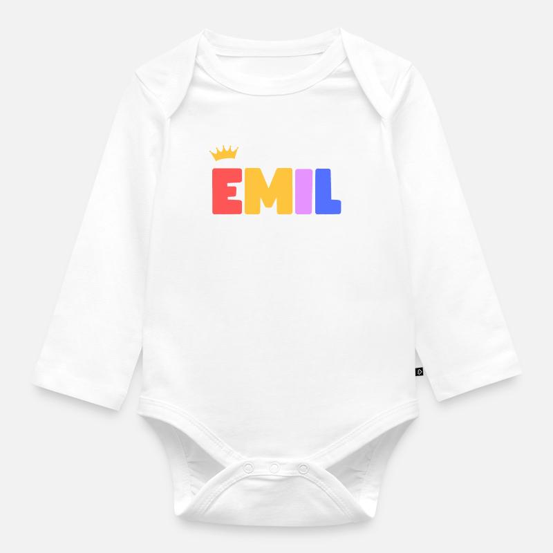 Emil! Personnalisable - Body Bébé bio manches longues - blanc