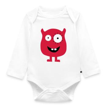 monster - Organic Longsleeve Baby Bodysuit - white - Front