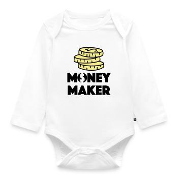 GAGNER DE L’ARGENT BOURSE OR AMOUR CHERS MOTIFS - Body Bébé bio manches longues - blanc - Devant