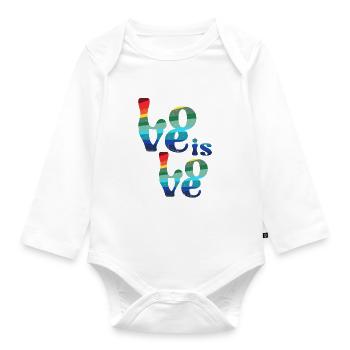l’amour est l’amour, coloré, LGBT, arc-en-ciel, police, rétro - Body Bébé bio manches longues - blanc - Devant