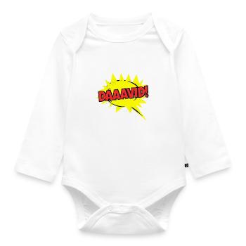 David Name Funny Speech Bubble Daaavid! - Organic Longsleeve Baby Bodysuit - white - Front