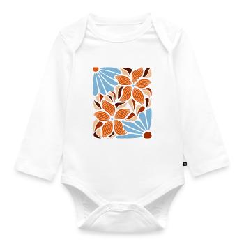 Boho Blumen Frühling Sommer Garten Natur - Baby Bio-Langarm-Body - Weiß - Vorne