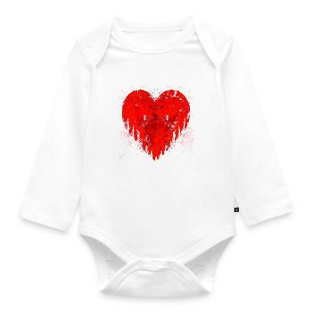 Heart wound zombie vampire blood - Organic Longsleeve Baby Bodysuit - white - Front