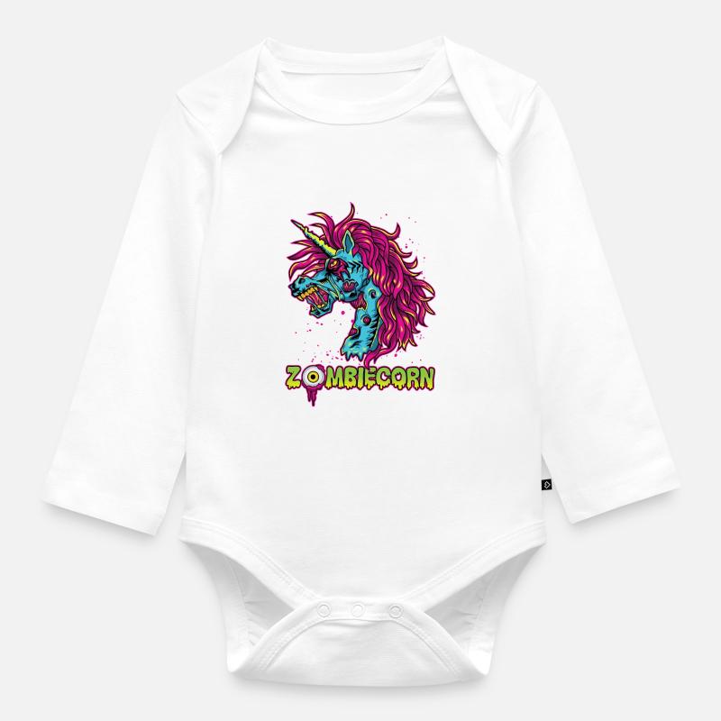 Zombiecorn Zombie Einhorn Unicorn Pferd Geschenk - Baby Bio-Langarm-Body - Weiß