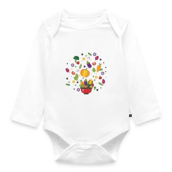Vegetarier Vegan Gourmet Nahrungsmittel Speise - Baby Bio-Langarm-Body - Weiß - Vorne
