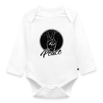 peace, love, hippie, flower power, 70s, peace - Organic Longsleeve Baby Bodysuit - white - Front