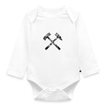 Good luck for! - hammer and pegs - grunge look - Organic Longsleeve Baby Bodysuit - white - Front