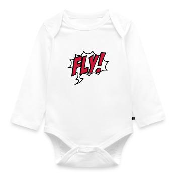 fliegen - Baby Bio-Langarm-Body - Weiß - Vorne