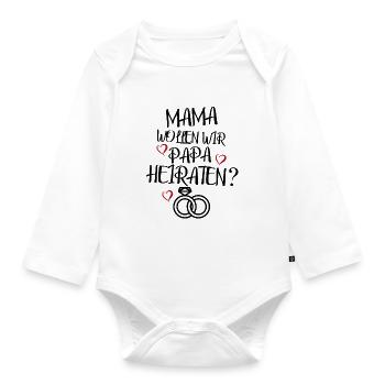 marriage proposal on t shirt tshirt babybody getting married - Organic Longsleeve Baby Bodysuit - white - Front