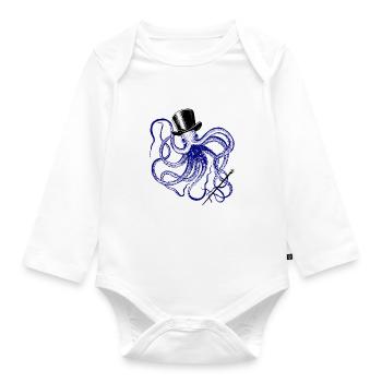 Octopus Magician Vodoo Monster Octopus Squid Ink - Organic Longsleeve Baby Bodysuit - white - Front