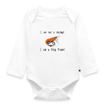 Shrimp oder King Prawn - Baby Bio-Langarm-Body - Weiß - Vorne