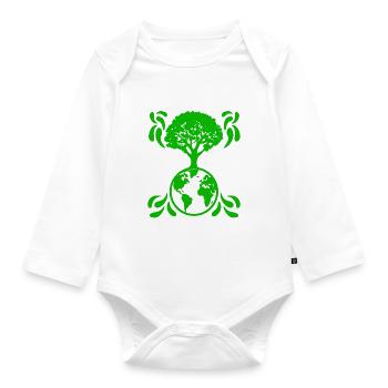 Climate protection Gift Idea Food for thought - Organic Longsleeve Baby Bodysuit - white - Front