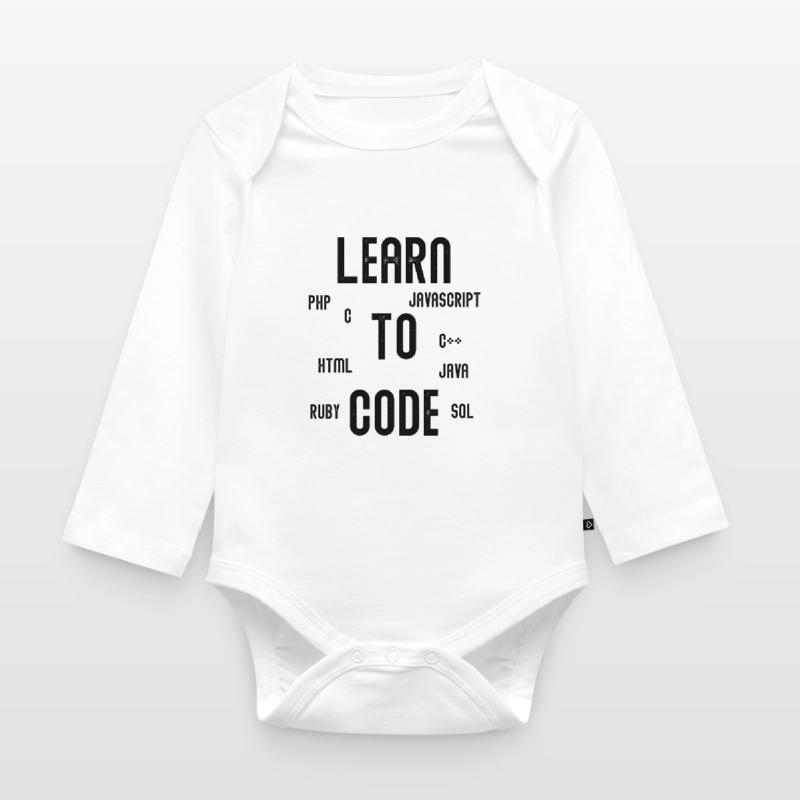 Learn To Code Programming Computer Scientist Gift Organic Longsleeve Baby Bodysuit