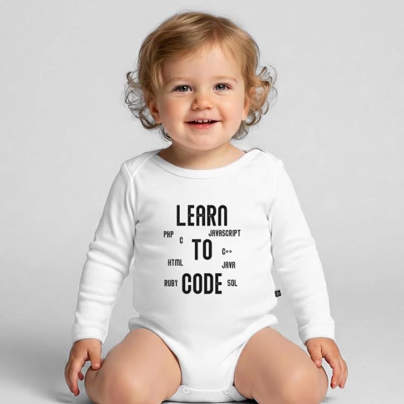 Learn To Code Programming Computer Scientist Gift Organic Longsleeve Baby Bodysuit