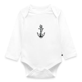 Anchor Dew Sailor Ahoi Sailing Captain Gift - Organic Longsleeve Baby Bodysuit - white - Front