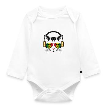 Cool Katze - Baby Bio-Langarm-Body - Weiß - Vorne