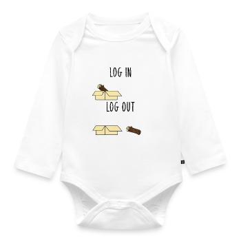 Computer Science Joke Log In Log Out Nerd Office Gift - Organic Longsleeve Baby Bodysuit - white - Front