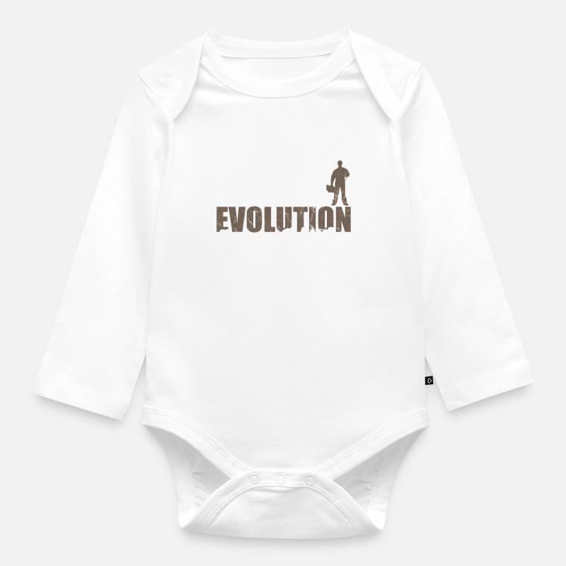 Elektriker Evolution - Baby Bio-Langarm-Body - Weiß