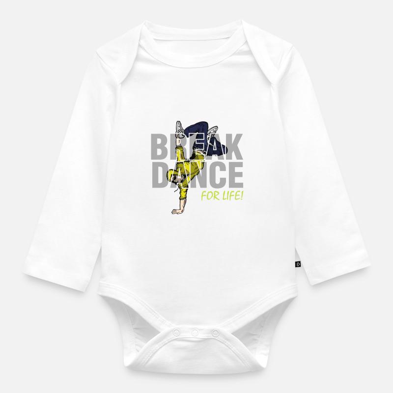 break dance - Body Bébé bio manches longues - blanc