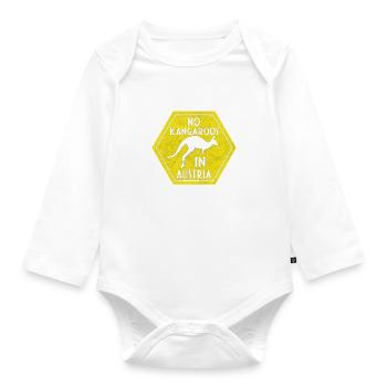 No Kangaroos In Austria Yellow Sign T Shirt - Baby Bio-Langarm-Body - Weiß - Vorne
