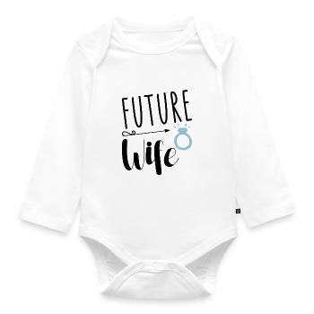 Wedding Bride Engagement Marriage Request Gift - Organic Longsleeve Baby Bodysuit - white - Front