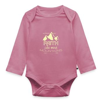 Glaube kann Berge versetzen, Geschenk, Geschenkide - Baby Bio-Langarm-Body - Mauve - Vorne