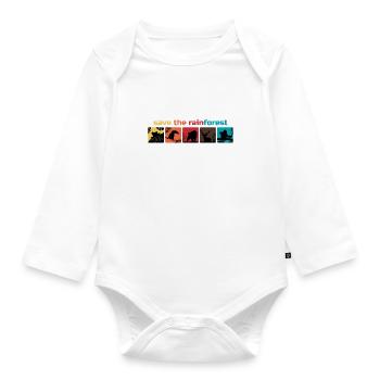 Save the Rainforest save as a rainforest environment gift - Organic Longsleeve Baby Bodysuit - white - Front