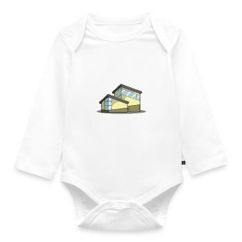 Tiny House Mini Haus Spruch Geschenk Minimalist - Baby Bio-Langarm-Body - Weiß - Vorne