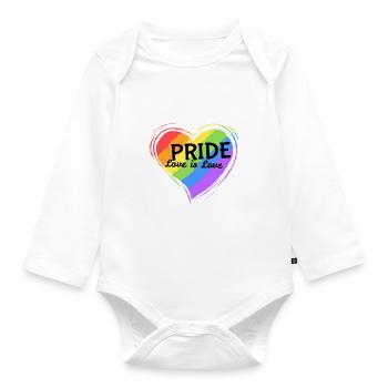 Pride Love is Love, Gift, Gift Idea - Organic Longsleeve Baby Bodysuit - white - Front