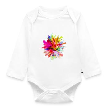 Wasserfarben Fleck - Baby Bio-Langarm-Body - Weiß - Vorne