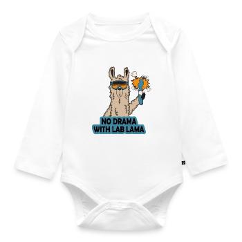 No Lab Drama Lama - Organic Longsleeve Baby Bodysuit - white - Front