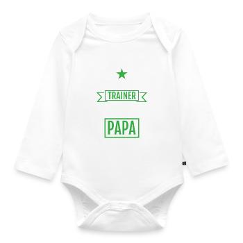 Bester Fußball Trainer Papa Geschenkidee Vatertag - Baby Bio-Langarm-Body - Weiß - Vorne