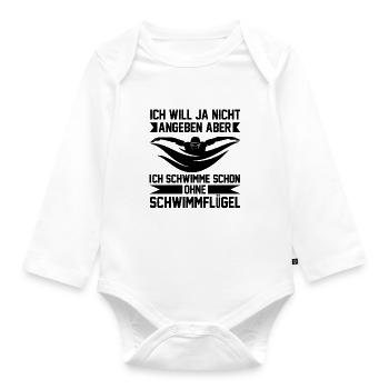 Swimmer Shirt · without water wings · gift - Organic Longsleeve Baby Bodysuit - white - Front